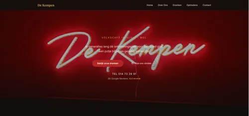 Website Café De Kempen in Sluis, Mol